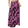 thumbnail image 1 of WTOBBY Women's Floral Print Flowy Maxi Skirt Bohemian Style Casual Summer Beach Long Skirt Elastic Waist Lightweight Tiered Pleated Skirt with Drawstring,Purple 2XL, 1 of 5