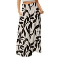 thumbnail image 1 of WTOBBY Women's Floral Print Flowy Maxi Skirt Bohemian Style Casual Summer Beach Long Skirt Elastic Waist Lightweight Tiered Pleated Skirt with Drawstring,Beige L, 1 of 5