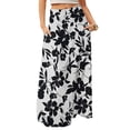 thumbnail image 1 of WTOBBY Women's Floral Print Flowy Maxi Skirt Bohemian Style Casual Summer Beach Long Skirt Elastic Waist Lightweight Tiered Pleated Skirt with Drawstring Waist,Gray S, 1 of 5