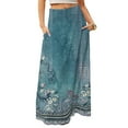 thumbnail image 1 of WTOBBY Women's Floral Print Flowy Maxi Skirt Bohemian Style Casual Summer Beach Long Skirt Elastic Waist Lightweight Tiered Pleated Skirt with Side Pockets,Cyan 2XL, 1 of 5
