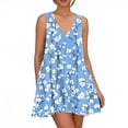 thumbnail image 1 of WTOBBY Women's Floral Print Sleeveless Dress V-Neck Casual Spring Summer Dress with Elastic Waist for Comfort and Flattering Fit,Sky BlueL, 1 of 4
