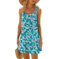 thumbnail image 1 of WTOBBY Women's Floral Print Sleeveless Scoop Neck Sun Dress with Back Tie Detail for Beach & Vacation,Army Green 2XL, 1 of 5