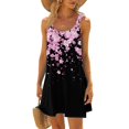 thumbnail image 1 of WTOBBY Women's Floral Print Sleeveless Scoop Neck Sun Dress with Back Tie Detail for Beach & Vacation,Black M, 1 of 5
