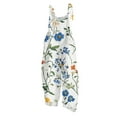 thumbnail image 1 of WTOBBY Women's Floral Printed One-Piece Pants Jumpsuit, Casual Loose Fit with Retro Straps in Cotton and Linen Blend, Perfect for Comfortable Fashion,Royal BlueL, 1 of 6
