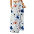thumbnail image 1 of WTOBBY Women's Flowy Bohemian Floral Maxi Skirt Casual Summer Beach Long Skirt Elastic Waist Lightweight Tiered Pleated Skirt with Side Slit and Drawstring Closure,White L, 1 of 5