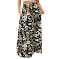 thumbnail image 1 of WTOBBY Women's Flowy Bohemian Floral Maxi Skirt Casual Summer Beach Long Skirt Elastic Waist Lightweight Tiered Pleated Skirt with Side Slit and Drawstring Closure,Black L, 1 of 5