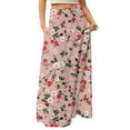 thumbnail image 1 of WTOBBY Women's Flowy Bohemian Floral Maxi Skirt Casual Summer Beach Long Skirt Elastic Waist Lightweight Tiered Pleated Skirt with Side Slit and Drawstring Closure,Beige L, 1 of 5