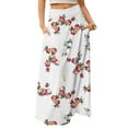 thumbnail image 1 of WTOBBY Women's Flowy Bohemian Floral Maxi Skirt Casual Summer Beach Long Skirt Elastic Waist Lightweight Tiered Pleated Skirt with Side Slit and Drawstring Waist,White M, 1 of 5