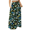 thumbnail image 1 of WTOBBY Women's Flowy Floral Print Bohemian Maxi Skirt Casual Summer Beach Long Skirt Elastic Waist Lightweight Tiered Pleated Skirt with Side Slit and Drawstring,Dark Green M, 1 of 5