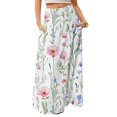 thumbnail image 1 of WTOBBY Women's Flowy Floral Print Bohemian Maxi Skirt Casual Summer Beach Long Skirt Elastic Waist Lightweight Tiered Pleated Skirt with Side Slit and Drawstring,Beige L, 1 of 5