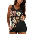 thumbnail image 1 of WTOBBY Women's Flowy Tankini Set Printed Two-Piece Swimsuit with Adjustable Shorts & Top Conservative Beachwear for Pool Party,Black L, 1 of 5
