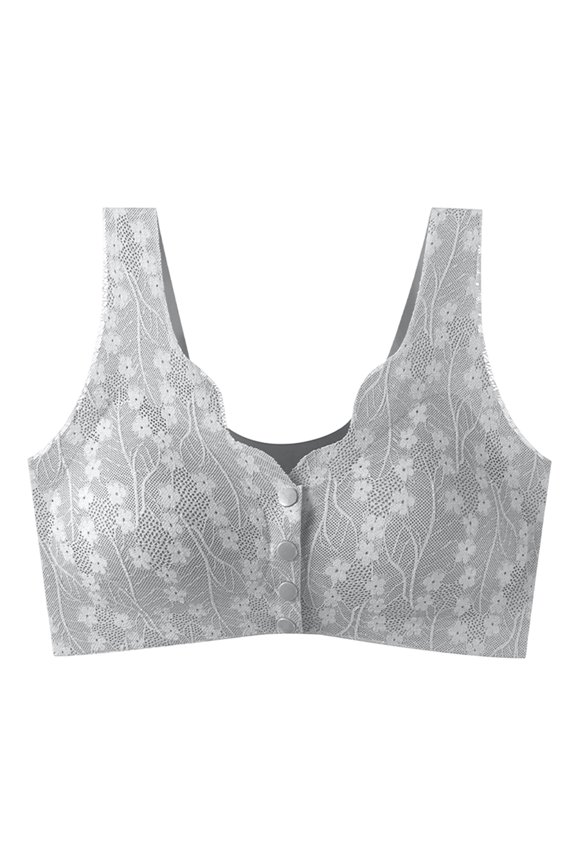 Women's Front Closure High-Quality Bra with Breathable Fabric, Gathered Cups for Enhanced Shape, Comfortable and Supportive for Daily Use,Gray 34