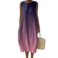 thumbnail image 1 of WTOBBY Women's Gradient Color Fashion Casual Round Neck Sleeveless Elegant Temperament Dress with Pleated Skirt for Special Occasions and Galas,Hot PinkL, 1 of 5
