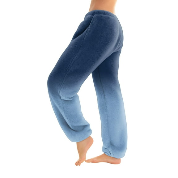 WTOBBY Women's Gradient Color Pajama Pants with Elastic Cuffed Bottoms - Modern Ombre Effect Sleepwear for Comfortable Home Lounge Wear - Straight Leg Comfortable Fit,Sky Blue M