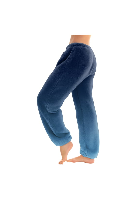 Women's Gradient Color Pajama Pants with Elastic Cuffed Bottoms - Modern Ombre Effect Sleepwear for Comfortable Home Lounge Wear - Straight Leg Comfortable Fit,Blue M
