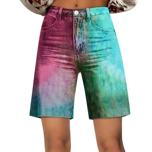 WTOBBY Women's Gradient Ombre Wide Leg Summer Shorts - Casual Elastic Waist Short Pants with Beachy Vibes & Lightweight Fabric for Tropical Getaways,Army Green L