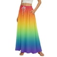 thumbnail image 1 of WTOBBY Women's Gradient Print Flowy Flared Maxi Skirt with Ruffle Hem, A-Line Elastic Waist Elegant Tiered Layered Bohemian Long Skirt for Casual Summer Outfits and Beach Events,Multicolor XL, 1 of 5