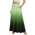 thumbnail image 1 of WTOBBY Women's Gradient Print Flowy Flared Maxi Skirt with Ruffle Hem, A-Line Elastic Waist Elegant Tiered Layered Bohemian Long Skirt for Casual Summer Outfits and Beach Events,Green L, 1 of 5