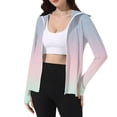 thumbnail image 1 of WTOBBY Women's Gradient Print Ice Silk Hooded Sun Jacket Top, Lightweight Long Sleeve Sun Protective Shirt with Hood, UPF 50+ Cover-Up for Summer, Stylish and Functional,Light pink L, 1 of 4