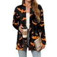 thumbnail image 1 of WTOBBY Women's Halloween Print Lightweight Open Front Cardigan Sweater Long Sleeve Casual Loose Thin Knit With Pockets Fall Batwing Cover Up Outerwear,Ginger M, 1 of 6