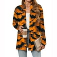thumbnail image 1 of WTOBBY Women's Halloween Printed Cardigan Sweater Lightweight Open Front Long Sleeve Casual Loose Thin Cover Up With Pockets Fall Fashion Top,Gold L, 1 of 4