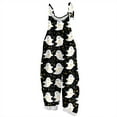 thumbnail image 1 of WTOBBY Women's Halloween Printed Jumpsuit, Retro Casual Loose Fit with Suspenders in Cotton Linen Blend, Great for Everyday Comfort and Fashion,BlackL, 1 of 6