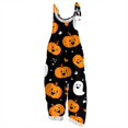 thumbnail image 1 of WTOBBY Women's Halloween Printed Jumpsuit, Retro Casual Loose Fit with Suspenders in Cotton Linen Blend, Great for Everyday Comfort and Fashion,YellowXL, 1 of 6