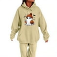 thumbnail image 1 of WTOBBY Women's Halloween Themed Pullover Hoodie and Jogger Pants Set, Cozy Casual Graphic Print Two Piece Lounge Wear for Women,Beige L, 1 of 5