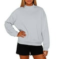 thumbnail image 1 of WTOBBY Women's High Neck Fleece Sweatshirt Solid Color Loose Fit Pullover Top Fall Winter Casual Wear with Warm Comfort Style,Gray L, 1 of 6