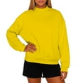 thumbnail image 1 of WTOBBY Women's High Neck Fleece Sweatshirt Solid Color Loose Fit Pullover Top Fall Winter Casual Wear with Warm Comfort Style,Yellow M, 1 of 6