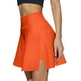 thumbnail image 1 of WTOBBY Women's High Waist Athletic Skirt Solid Color Short Skirt with Built-in Shorts Yoga Skirt Casual Pleated Tennis Skirt for Sports and Workout,Orange L, 1 of 5