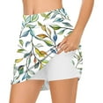 thumbnail image 1 of WTOBBY Women's High Waist Printed Floral Short Half Skirt with Attached Shorts, Casual Sports Pleated Yoga Skirt for Spring Summer Fashion and Fitness Wear,Army Green L, 1 of 5