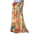 thumbnail image 1 of WTOBBY Women's High Waisted Wide Leg Pants Summer Casual Flowy with Pockets and Floral Print,Beach Trousers Designed for Hot Weather Comfort, Breezy Days and Sun Protection in Style,Yellow L, 1 of 4