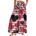 thumbnail image 1 of WTOBBY Women's High Waisted Wide Leg Pants Summer Casual Flowy with Pockets and Romantic Valentine's Day Print,Beach Trousers for Date Nights, Anniversary Celebrations and Couple Getaways,Red 2XL, 1 of 5
