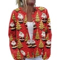 thumbnail image 1 of WTOBBY Women's Holiday Christmas Print Cardigan, Fun and Festive Knit Sweater for Fall and Winter, Long Sleeve Pullover with Themed Patterns,Red M, 1 of 6