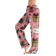 thumbnail image 1 of WTOBBY Women's Holiday Print Flannel Pajama Pants, Fashionable Christmas-Themed Sleepwear with Comfortable Fit, Merry Christmas Design for Women,Pink M, 1 of 6