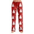 thumbnail image 1 of WTOBBY Women's Holiday-Themed Anime Pajama Pants, Sleepwear with Elastic Waist for Casual Wear, Straight Leg Trousers for Yoga and Christmas Print Design for Cozy Home Use,Wine 2XL, 1 of 7