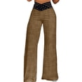 thumbnail image 1 of WTOBBY Women's Hollow Belt Detail Flared Wide Leg Pants - Office Casual Trousers with High Waist & Stretch Fabric for Professional Chic Looks,Coffee 2XL, 1 of 5