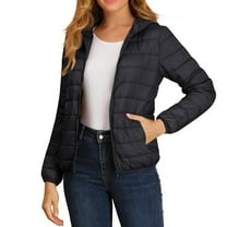 WTOBBY Women's Hooded Loose Light Down Jacket for Winter, Cotton-Padded Insulated Coat, Warm and Puffy Outerwear for Cold Weather, Lightweight Quilted Design,Black L