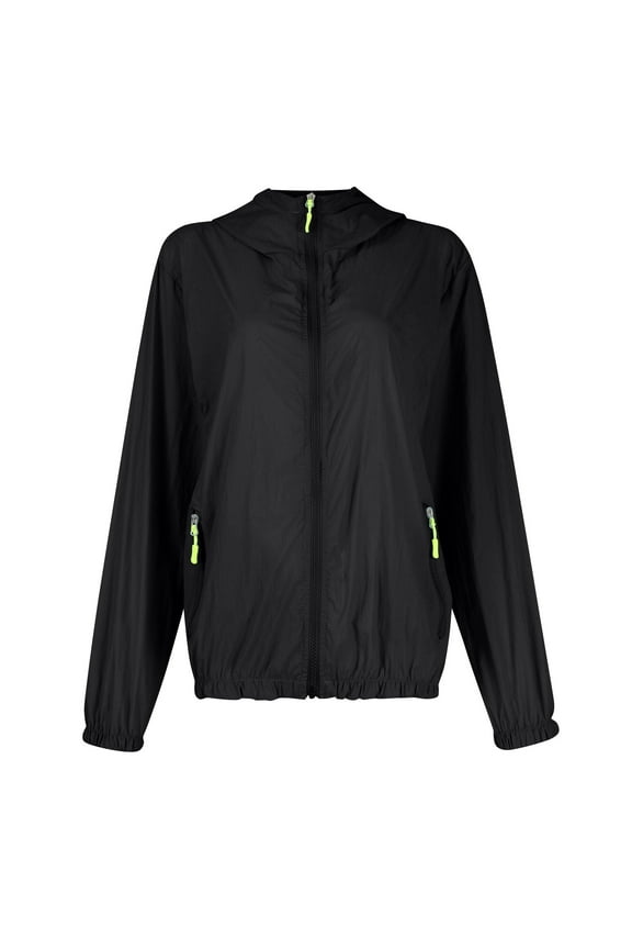 Women's Hooded Sun Protective Jacket - Waterproof Windproof UPF 50+ Lightweight Outdoor Hiking Coat with Breathable Fabric for All Seasons ,Black M