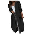 thumbnail image 1 of WTOBBY Women's Hooded Windbreaker Jacket, Mackintosh Cloth Raincoat Style, Loose Fit Casual Outerwear, Solid Color Lightweight Coat, Perfect for Spring and Fall Seasons,Black S, 1 of 5