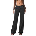 thumbnail image 1 of WTOBBY Women's Jeans Classic Versatile Low-Rise Fashionable Trousers, Comfortable Jeans for Casual Wear, Women's Stylish Pants with Low Waist Design, Perfect for Everyday Use,Black L, 1 of 8