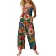 thumbnail image 1 of WTOBBY Women's Jumpsuit Casual Sleeveless in Cotton featuring Printed Pattern, Loose Fit for Breathability, Great for Daily Comfort and Style,VermilionXL, 1 of 4
