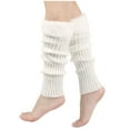 thumbnail image 1 of WTOBBY Women's Knit Fleece Leg Warmers with Foot Covers Design, Plush Boot Socks for Winter, Cozy Ankle Socks Set for Home Office, Thermal Non-Slip Indoor Footwear,White, 1 of 2