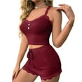 thumbnail image 1 of WTOBBY Women's Lace Camisole Pajama Set V-Neck Adjustable Straps & Matching Shorts Sleepwear Sexy Loungewear Comfortable Home Wear Outfit,Wine S, 1 of 6
