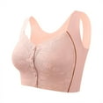 thumbnail image 1 of WTOBBY Women's Lace Front Closure Wireless Bra with Vest Style and Extended Underband, No Underwire for Comfort, Supportive Fit for Larger Frames, Ideal for Full Coverage,Watermelon Red 34, 1 of 5