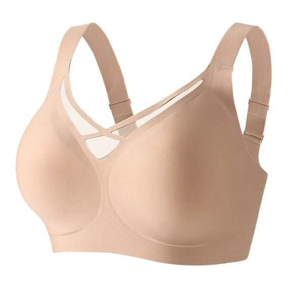 WTOBBY Women's Large Size Mesh Underwire Bra with Side Support for Full Coverage, Minimizer Effect to Reduce Bust Appearance, Breathable Fabric for All-Day Comfort,Light Brown 36