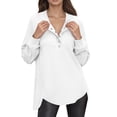 thumbnail image 1 of WTOBBY Women's Lightweight Button Detail Hoodie, Long Sleeve Casual Pullover, Preppy Style with Kangaroo Pocket for Essentials and Classic Streetwear Look,White M, 1 of 6