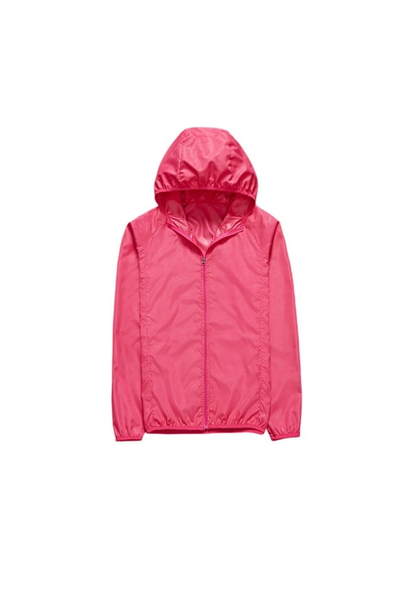 Women's Lightweight Hooded Sun Protection Windbreaker - Long Sleeve Water Resistant Jacket for Hiking, Travel & Outdoor Activities in Summer ,Hot Pink M