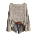 thumbnail image 1 of WTOBBY Women's Lightweight Knit Pullover Sweater with Round Neck, Long Sleeve Casual Design for Comfort, Soft and Breathable, Perfect for Layering and Relaxed Wear,Beige L, 1 of 3